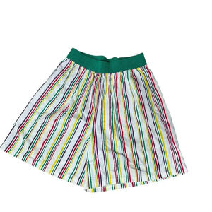 Vintage 80s 90s Funky Pull on Colorful Striped Shorts Elastic Waist